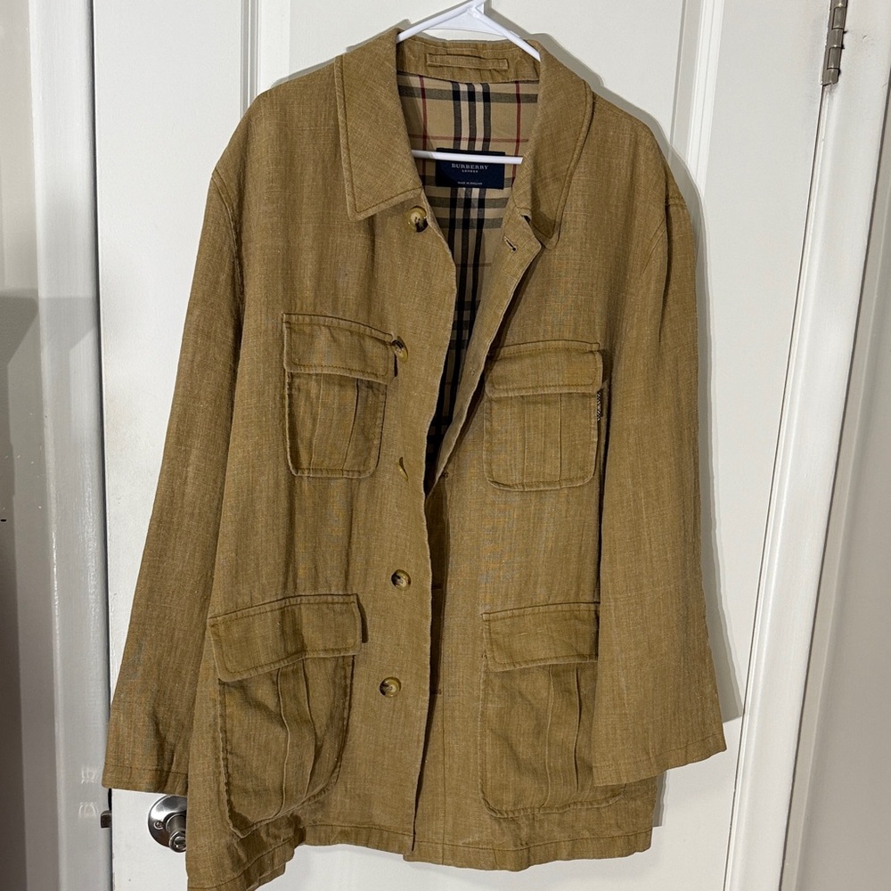 Burberry Tan Military Field Jacket with Classic Check Lining